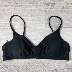 NEW Aerie Scoop Bikini Top Size L Black Removable Pads Real Good NWT